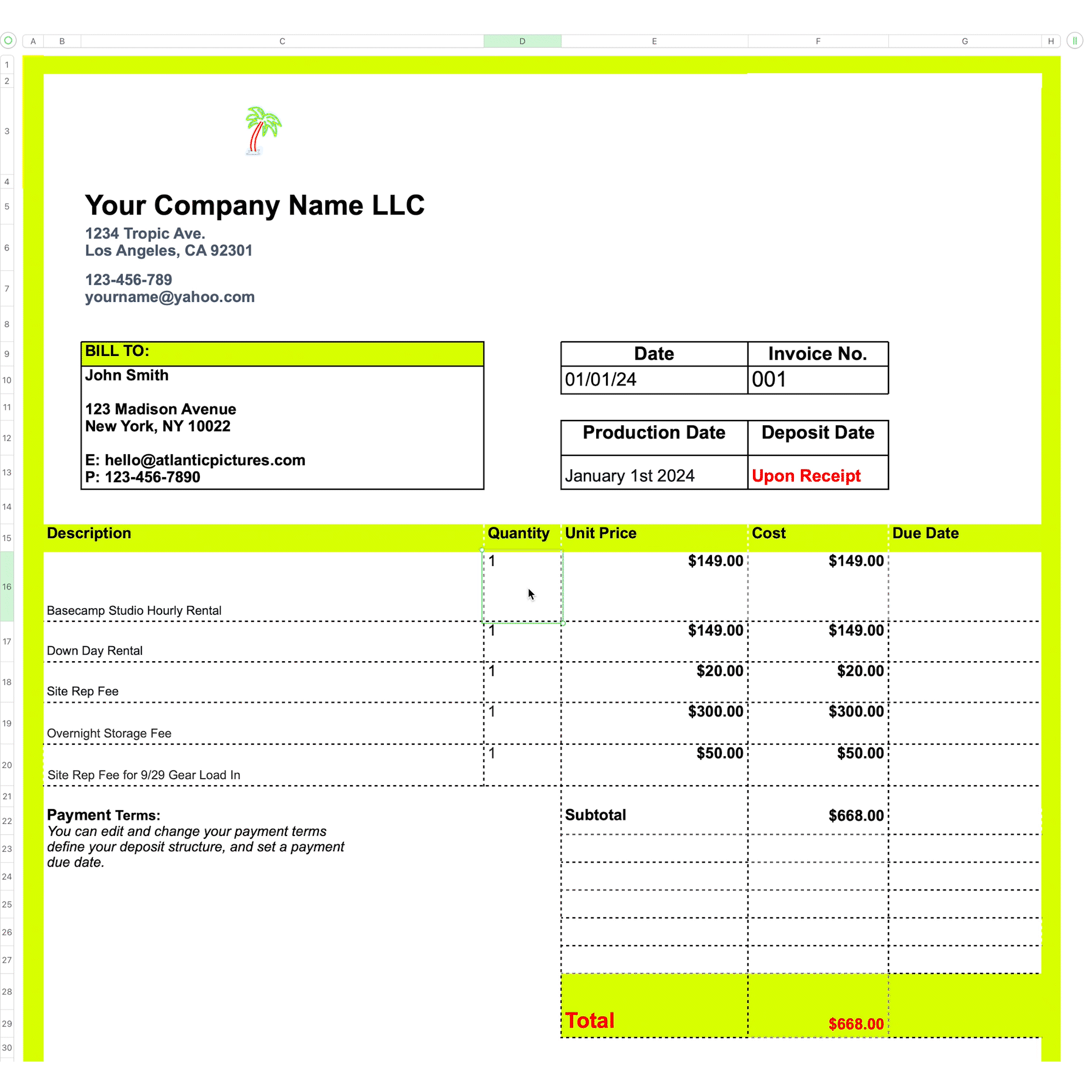 CLIENT INVOICE TEMPLATE  (FREE)